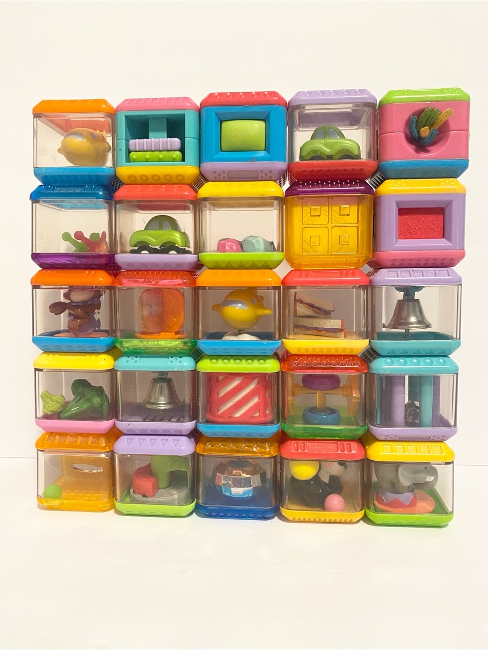 Vintage Fisher Price Peek a Boo Blocks Sensory Toys Block Lot Of 25 Baby Bundle